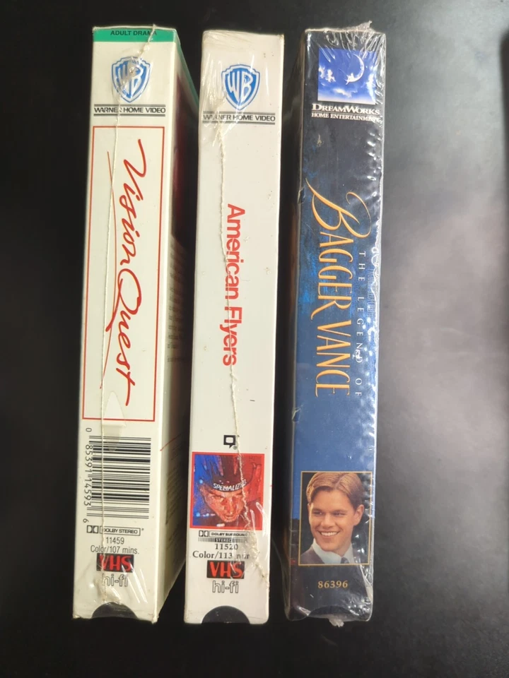 VHS Mixed Lot Of 3 Vintage Movies - American Flyers, Vision Quest, Bagger Vance Foto 3 de 4
