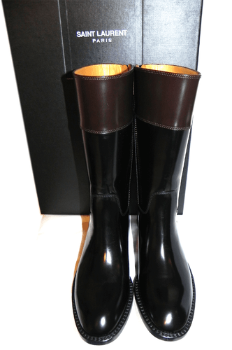 Yves Saint Laurent Boots Paris Cavaliere Riding Shoes Black Flat Bootie 35.5 YSL - Picture 8 of 11