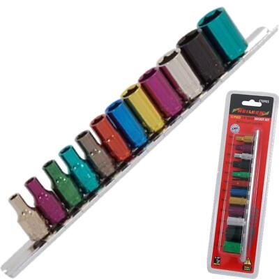 12 Stck. mehrfarbig metrisch flach Steckschlüssel 4 mm - 13 mm 6pt Set 1/4'' Antrieb CT0905
