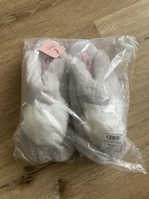 boux avenue Damen Hausschuhe grau Fell mit weißem Herz Gr.7/8
