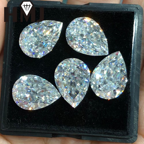 White D Pear Cut Crushed Ice Cut VVS1 Moissanite Loose Gemstone For Jewelry - Picture 11 of 11