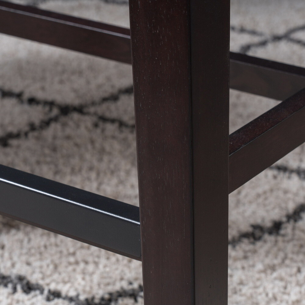 Dark Brown 26" Contemporary Upholstered Saddle Stools (Set of 4) w/Nailhead Trim