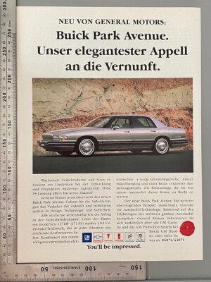 Buick Park Avenue 3,8 V6 GM Original Vintage Advert Werbung 1991 Reklame