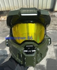 FRP Halo Infinite Master Chief Helmet Wearable Cosplay Prop w/ LED Light Replica