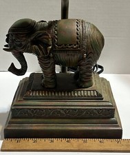 Mid-Century Modern Elephant Table Lamp With Shade By Caroline Pottery