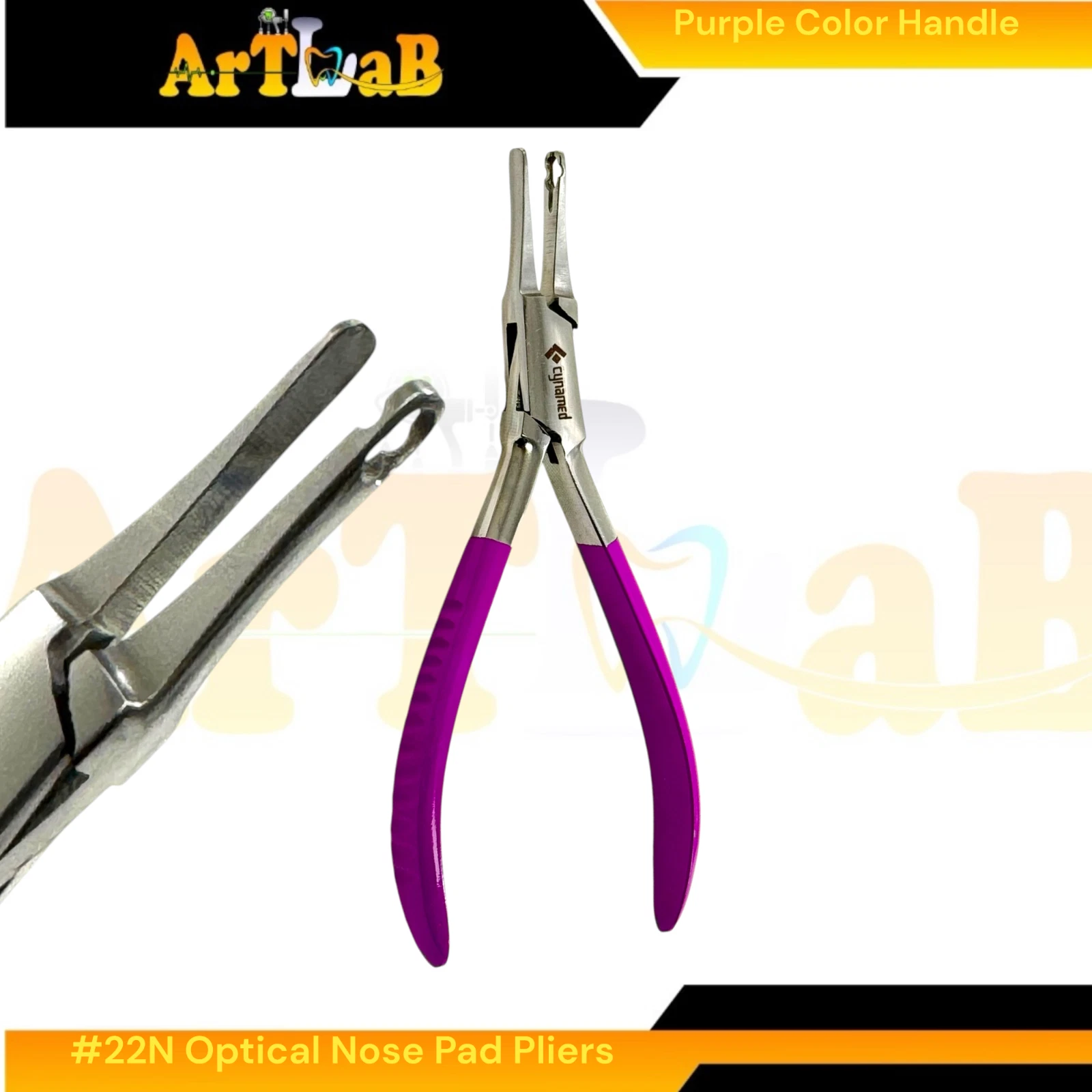 Nose Pad Applicator and Remover Pliers for Eyeglasses (#22N) Purple Handle