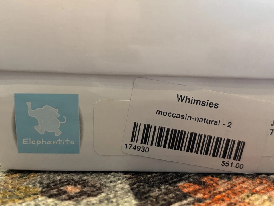 Elephantito NOVO NA CAIXA Sapatos Bebê Menino, Mocassins de Couro Marrom, Tamanho 2 - Imagem 2 de 4