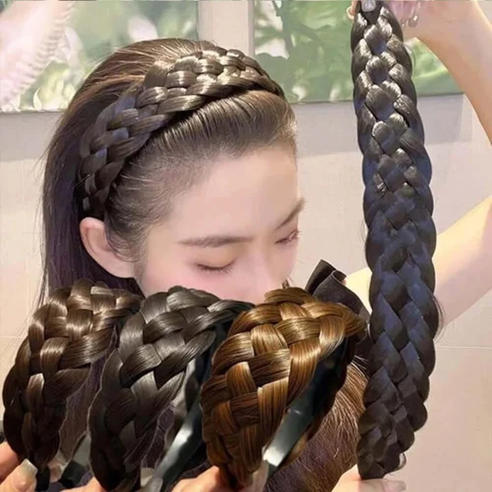 Braided Headband Synthetic Hair Bands Human Hair Like Hair Band Hand-made 