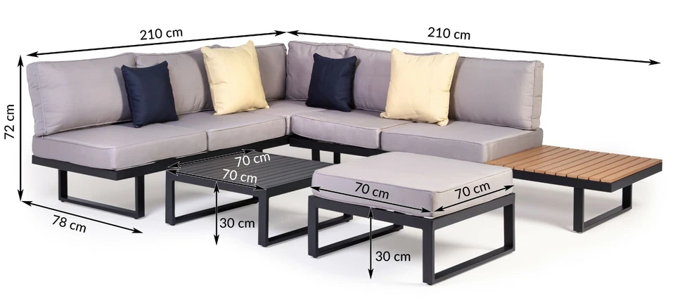 Gartenmöbel Set Alu Lounge Loungemöbel Sitzgruppen Aluminium Garten Outdoor Grau - Bild 2 von 4