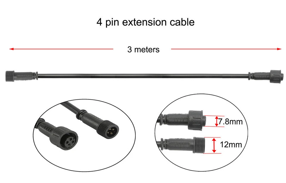 1M 2 Meters 3 Meters Extension Cable For Outdoor LED Deck Light Power Cord IP67 - Image 3 of 4