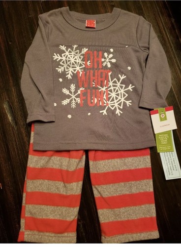 Kids Holiday Pajamas set 2 Piece OH WHAT FUN Christmas Sleepwear Unisex Size 5 - Picture 4 of 5