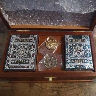 Warrior Women V1 & V2 Gilded 2 Deck Wooden Box Set Playing Cards Deckin' Around