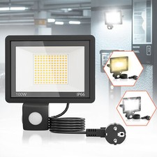 LED Fluter Strahler Außen 100W mit Bewegungsmelder 220V Flutlicht IP66 Lampe Neu