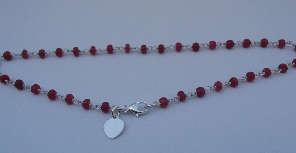 925 STERLING SILVER CUSTOM MADE LADIES ANKLET W/ 8 CTS GENUINE RUBY - Image 4 of 4