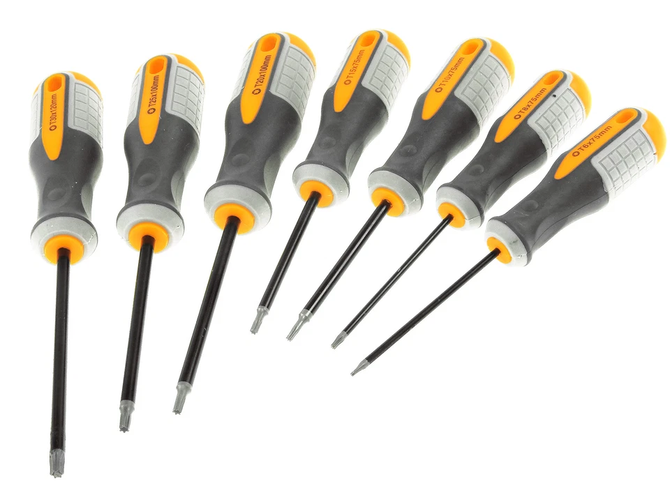 STAVTOOL 7-tlg. Profi Torx Schraubendreher Satz T6 - T30 Schrauben Zieher Ergonom Griff