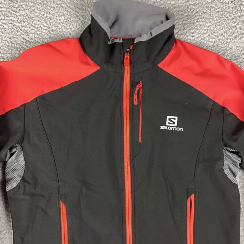 Salomon Jacket Mens Small Black Clima Wind Full Zip Windbreaker Running Training