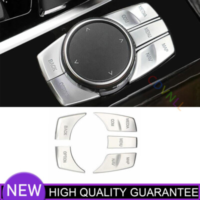 For BMW 5 Series G30 18-22 Matte Silver Central Console Multimedia Button Trim