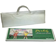 Vintage PENTEL Homerun Pas Oil Pastels, 25 Colors, New in Box & Carry Bag, *Read
