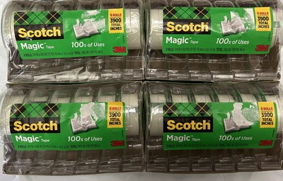 Scotch Magic 6/Pk-Lot Of 4 Tape/Refillable Dispenser 3/4''x650'' 1'' Core Trans.