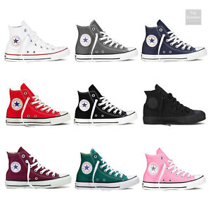 converse nere alte con cuore rosso