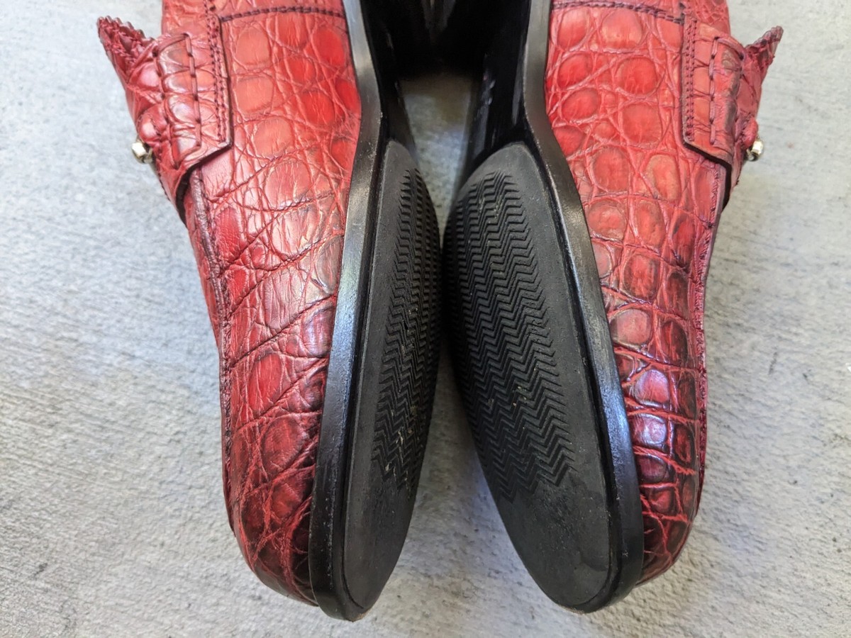 Gucci Horsebit Loafers Crocodile Red Men 7.5 Leather Snaffle Italy Heel Platform Gucci Horsebit Loafers Crocodile Red Men 7.5 Leather Snaffle  main image 3