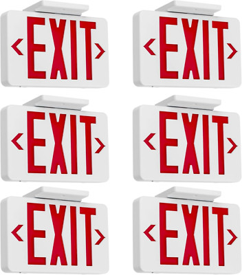 6-Pack LED Exit Sign with Battery Backup, UL Listed, Double Face Red Lights