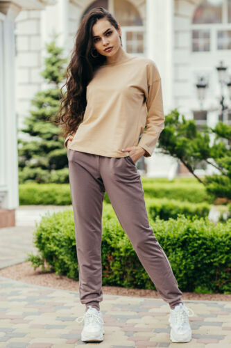 Tracksuit beige-brown for women Size 2, 4, 6, 8, 10, 12 US Fashionable NEW - 第 1/2 張圖片
