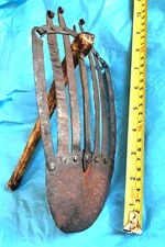 Antique RARE 18th Century Blacksmith Hand Forged Iron Hoe Primitive Farm Tool