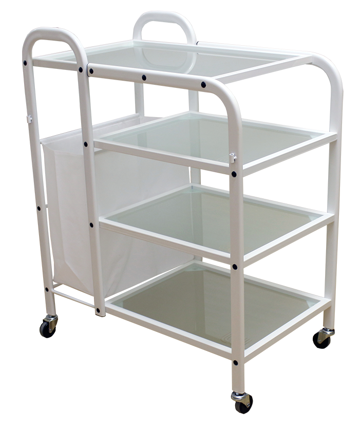CARRELLO ESTETICA ACCIAIO CARRELLO CENTRO SALONE ESTETISTA PORTA OGGETTI VETRO