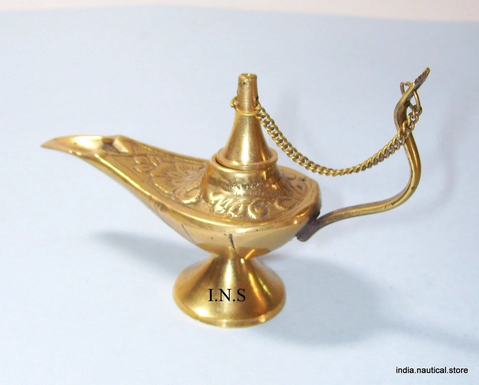 Aladin Genie Öllampen 6,5'' Messing Magische Lampe Aladdin Nahöstlicher Chirag - Bild 1 von 3