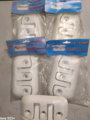 Dock Edge Flip Up Dock Cleat 8'' - White, LOT OF 5 SETS, FREE SHIPPING
