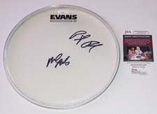 R.E.M BAND MIKE MILLS & PETER BUCK SIGNED AUTOGRAPHED 10” DRUMHEAD JSA COA #2