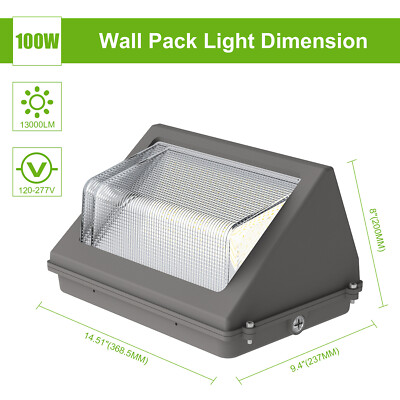 LED Wall Pack Light 100W Commercial Outdoor Security Exterior Lighting Fixtures