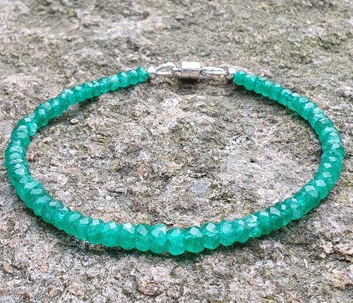 Grüner Smaragd 925 Sterling Silber Armband mit Magnetverschluss - Bild 5 von 8