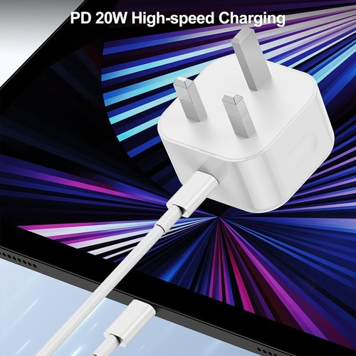 20W USB-C Fast Charger Plug + 1m Type-C to C Cable UK PD Wall Adapter for Phones - Picture 4 of 13