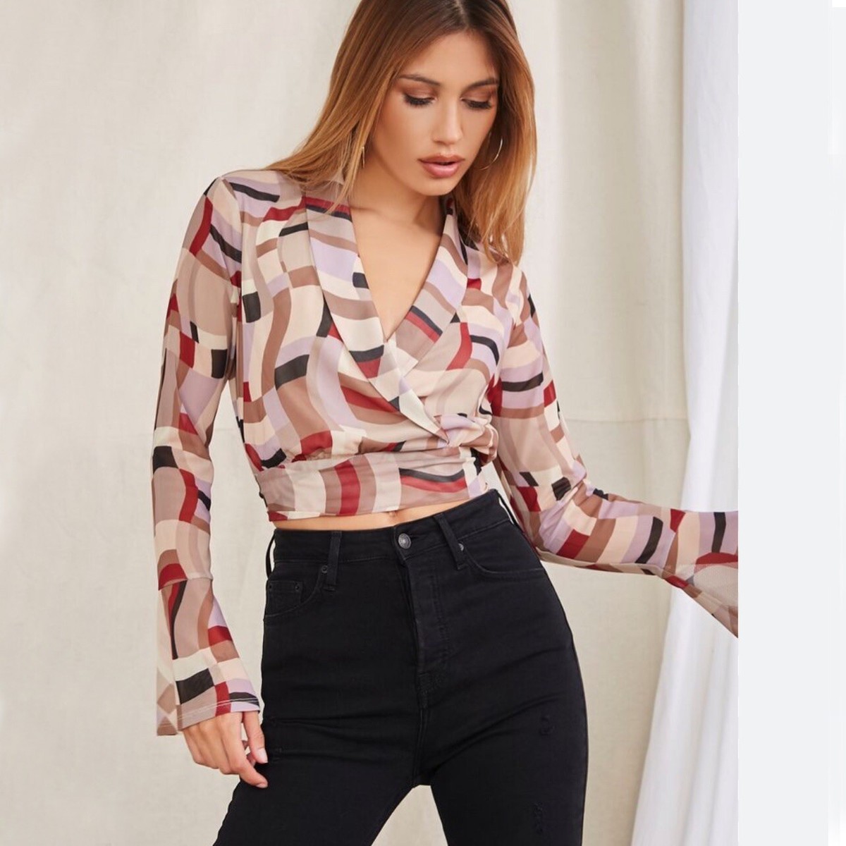 Crop Top Bell Sleeve Sweater Forever 21 Buy FOREVER 21 Cropped