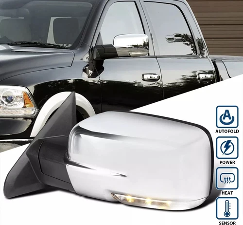 Fit 13-19 Ram 1500 2500 Black Power Fold Heat Left Side Mirror+LED Signal+Puddle