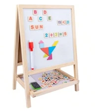 Children's Wooden Foldable Double-Sided Drawing Board And Easel, Multifunctional