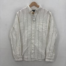 Express Shirt Mens Medium White Stripe Button Down Long Sleeve Stretch Casual