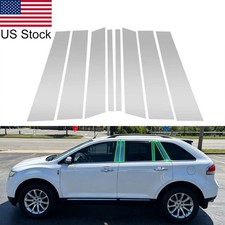 8pcs Chrome Pillar Posts Window Cover Trims For 07-14 Lincoln Mkx Ford Edge