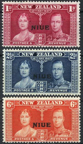 Niue 1937 Coronation King George & Queen Elizabeth MLH (SC# 70-72)