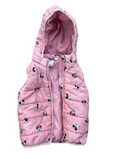 SIZE 12M - H M Disney Kids Girls Mickey  Minnie Hooded Puffer Padded Vest Pink