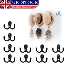 10pcs Polished Chrome Metal Double Hat Coat Hooks Door Wall Robe Dress Hanger UK