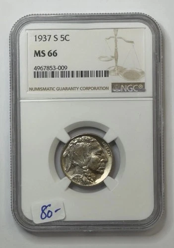 1937-S 5c Buffalo Nickel NGC MS66 ** HO3009