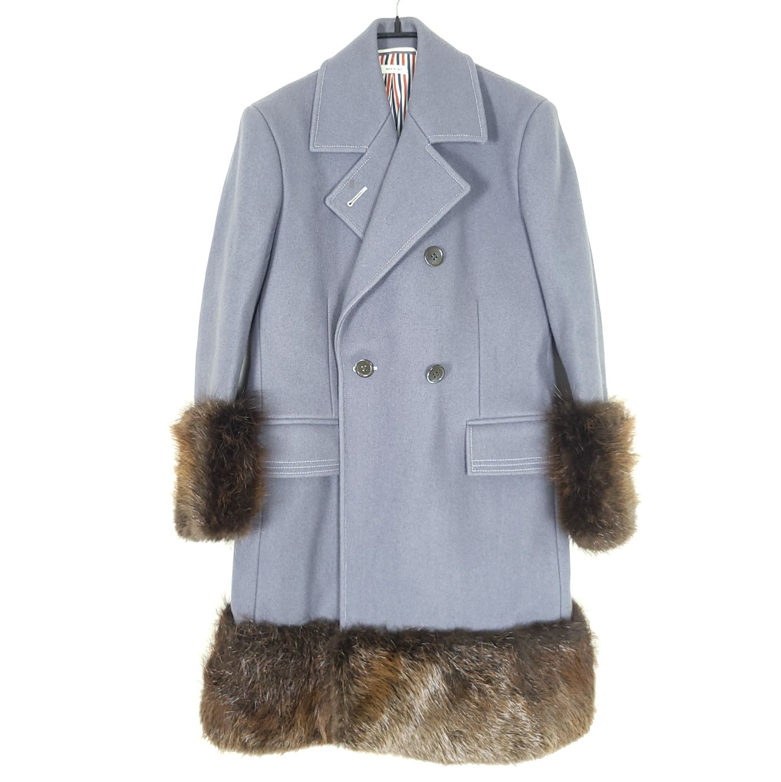 Thom Browne Women's Beaver Fur Double-Breasted Wool Coat 110644622