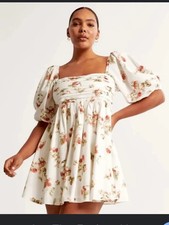 Abercrombie & Fitch Women's Emerson Poplin Puff Sleeve Mini Dress Size ST