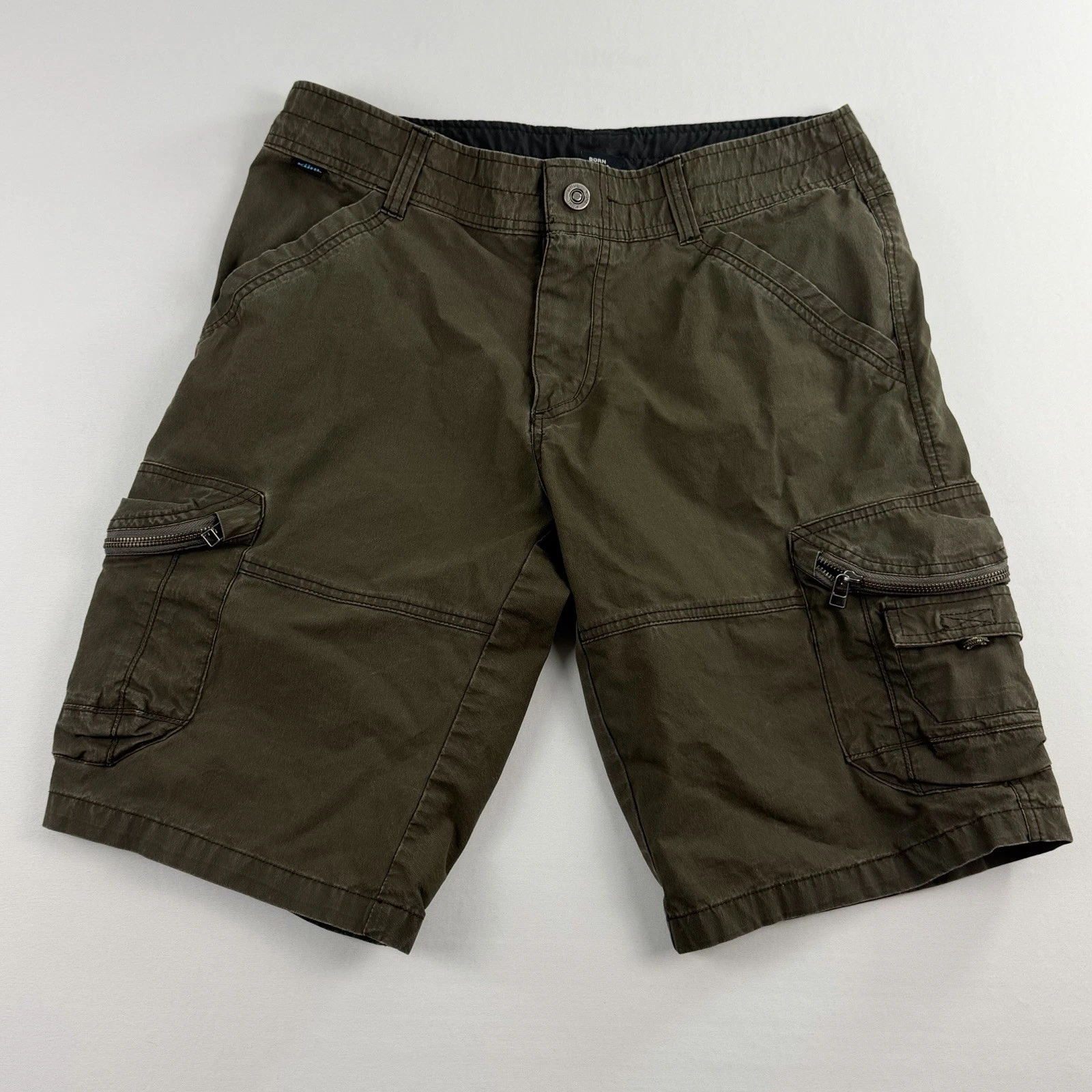 Kuhl Ambush Mens 32 Olive Green Cargo Patina Dye Outdoor Casual Hiking Shorts