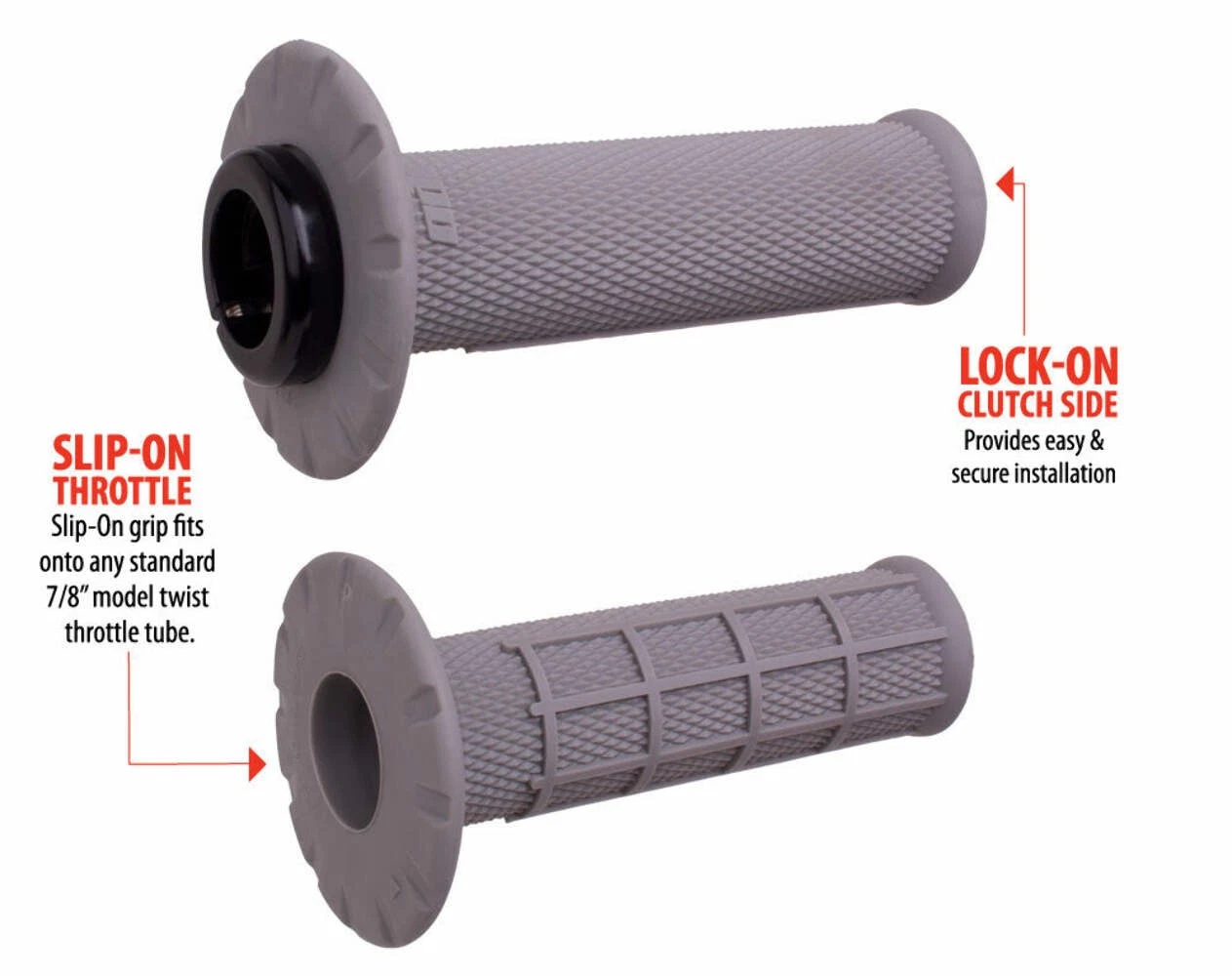 ODI UNIVERSAL LOCK-ON GRIPS HALF-WAFFLE GREY/BLACK (SOFT)
