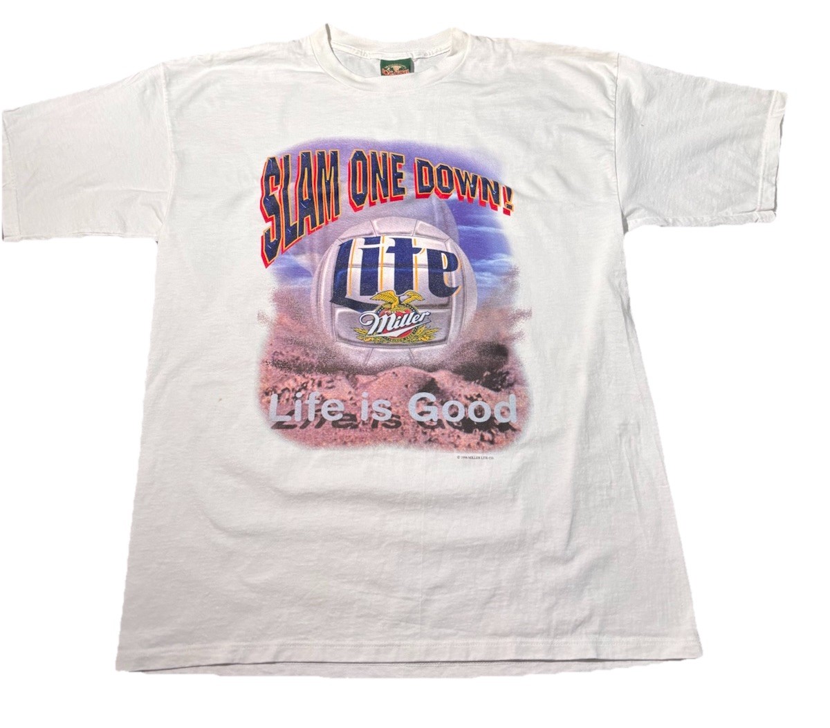 Vintage Miller Lite Volleyball Shirt 90s 1996 XL Slam One Down Life Is Good USA