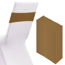 25 Pcs Spandex Chair Sashes Bows with Slider Buckle, Light Coffee